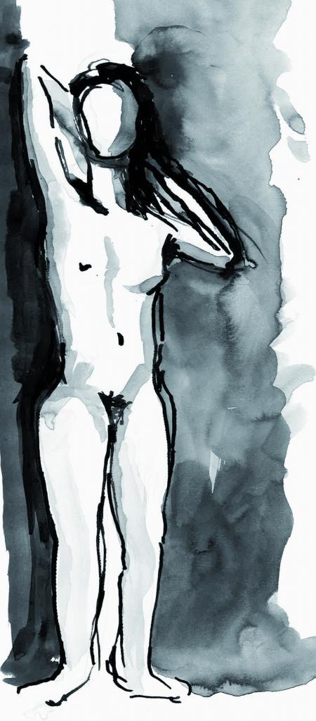 Sophie debout, encre de chine, BA Lagny , 03/2012